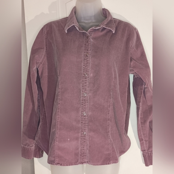 2/$30 EDDIE BAUER Vintage Classic Mauve Corduroy Shirt with Snap Buttons(#1,176) - Picture 1 of 10